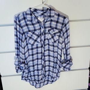 Justice button up shirt, girls size 12, blue and sparkly